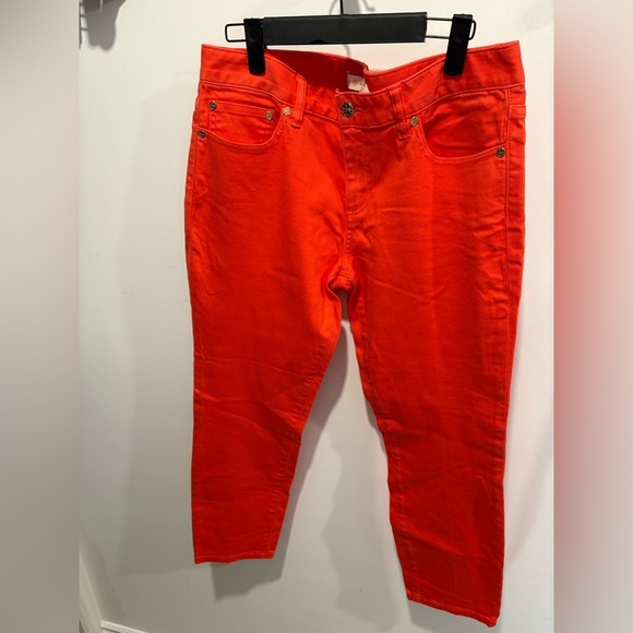 ⭐️ NWT- TORY BURCH ALEXA CROPPED SKINNY JEAN IN POPPY RED- size 30 - Picture 4 of 15